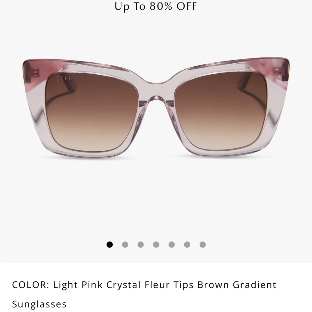 Diff Eyewear Pink Crystal Sunglasses with Brown Gradient Lenses